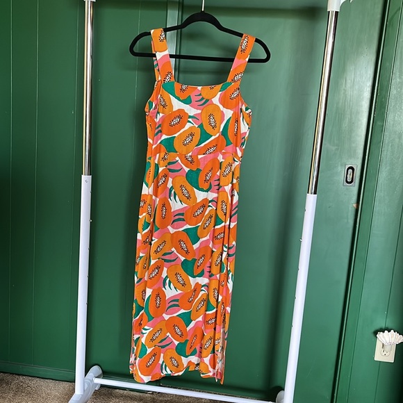 Summer dress by “nice things” made in Barcelona. Adorable, artsy papaya print - Picture 3 of 4